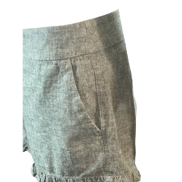 LOFT Womens 4' Linen Blend Ruffle Trim Shorts Size 2 Sage Green Sloanie - Picture 4 of 9